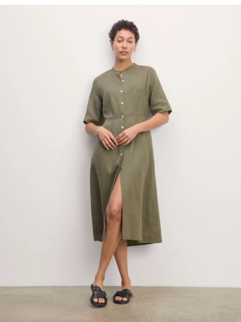 Everlane The Frolic Linen Midi Dress